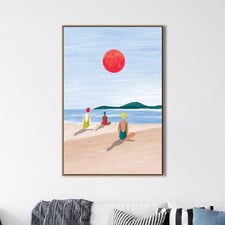 Girls at the Beach Canvas Wall Art