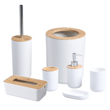 7 Piece Bamboo Bathroom Essential Set