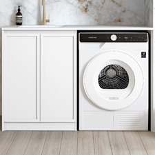 Hampshire Matte White Laundry Cabinet with 1300mm Extended Countertop & Sink