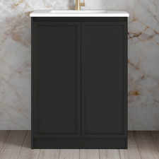 Hampshire 650mm Matte Black Laundry Cabinet with Countertop & Sink