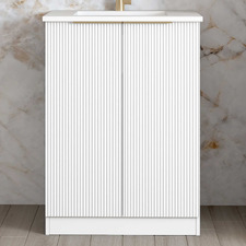 Bondi Matte White 650mm Laundry Cabinet with Countertop & Sink