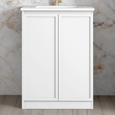 Hampshire 650mm Matte White Laundry Cabinet with Countertop & Sink