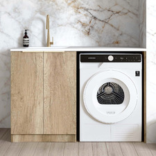 Byron Natural Oak Laundry Cabinet with 1300mm Extended White Countertop & Sink