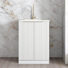 Noosa 650mm Matte White Laundry Cabinet with White Countertop & Sink