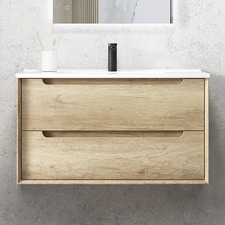 Byron 900mm Wall Hung Single Vanity with Ceramic Countertop