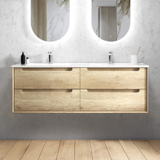 Byron 1500mm Wall Hung Double Vanity with Ceramic Countertop