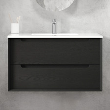 Byron 900mm Wall Hung Single Vanity with Ceramic Countertop