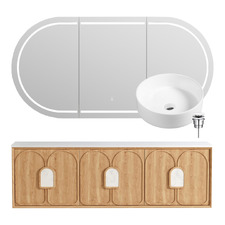 Laguna 1800mm Wall Hung Double Vanity with LED Shaving Cabinet