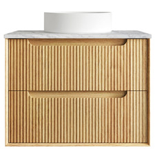 Byron Fluted 750mm Woodland Oak Wall Hung Single Vanity with Countertop
