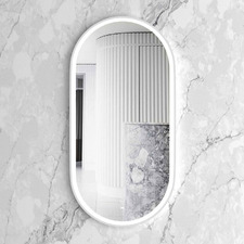 White Noosa 900 x 450mm Oval LED Bathroom Mirror