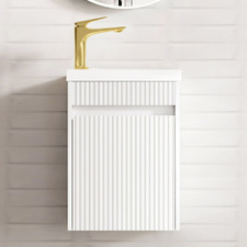 Bondi 400mm Wall Hung Small Space Single Vanity with Ceramic Countertop