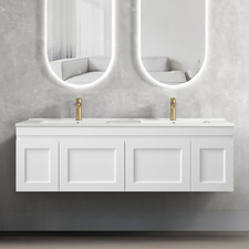 Hampton 1500mm Satin White Wall Hung Double Vanity