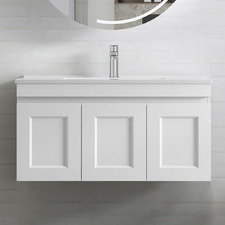 Hampton 900mm Satin White Wall Hung Single Vanity