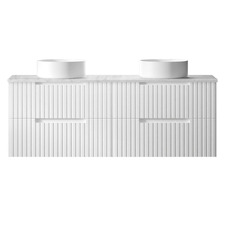 Noosa 1500mm Satin White Wall Hung Double Vanity with Marble Countertop