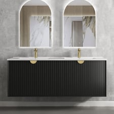 Marlo 1500mm Matte Black Wall Hung Double Vanity