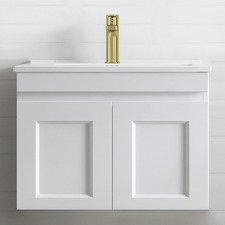 Hampton 600mm Satin White Wall Hung Single Vanity
