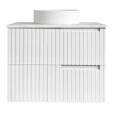 Noosa 750mm Satin White Wall Hung Single Vanity with Solid Surface Countertop
