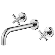Aries 200mm Cross Handle 1/4 Turn Bath Wall Tap Set