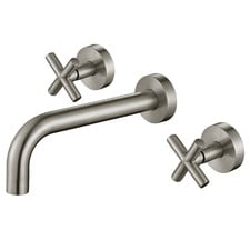 Aries 200mm Cross Handle 1/4 Turn Bath Wall Tap Set