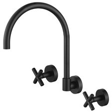 Aries 3 Piece 1/4 Turn Cross Handle Wall Sink Tap Set