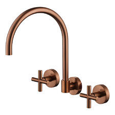 Aries Laundry 1/4 Turn Cross Handle Wall Sink Tap Set