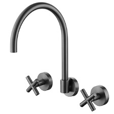 Aries Laundry 1/4 Turn Cross Handle Wall Sink Tap Set