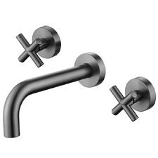 Aries 200mm Cross Handle 1/4 Turn Bath Wall Tap Set