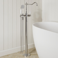 Clementine Floor Mounted Bath Mixer with Hand-Held Shower