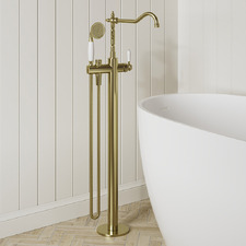 Clementine Floor Mounted Bath Mixer with Hand-Held Shower