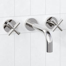 Aries 200mm Cross Handle 1/4 Turn Bath Wall Tap Set
