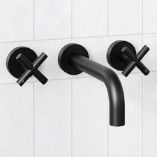 Aries 200mm Cross Handle 1/4 Turn Bath Wall Tap Set
