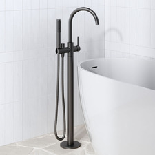 Avalon Mini Floor Mounted Bath Mixer With Microphone Hand Shower