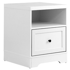 White Aurora 1 Drawer Bedside Table