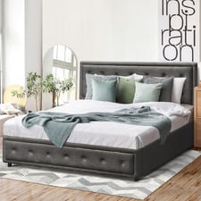 Grey Audrey Gas Lift Storage Bed Frame