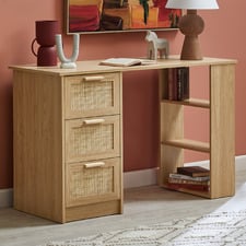 Holly 3 Drawer Rattan Computer Desk