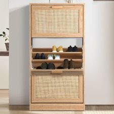 Holly 3 Door Rattan Shoe Cabinet