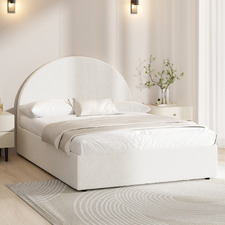 White Seraphine Boucle Gas Lift Bed