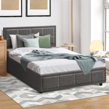 Grey Reese Upholstered Gas Lift Storage Bed Frame