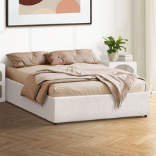 White Seraphine Boucle Gas Lift Bed Base