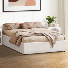 White Seraphine Boucle Gas Lift Bed Base