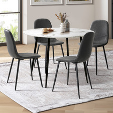 4 Seater Mohsin Faux Leather Dining Table & Chair Set