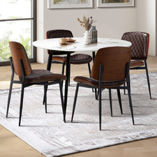 4 Seater Niall Faux Leather Dining Table & Chair Set