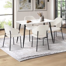 White Esha Dining Table & Chair Set