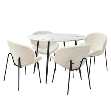 4 Seater Aleja Faux Sherpa Dining Table & Chair Set