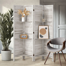 4 Panel Kryvo Room Divider with Shelves
