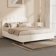 White Ellora Boucle Bed Frame