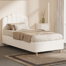 White Ellora Boucle Bed Frame