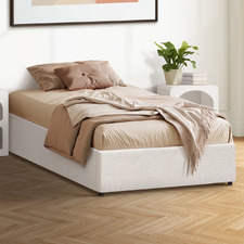 White Seraphine Boucle Gas Lift Bed Base