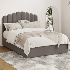 Grey Ellora Velvet Gas Lift Bed Frame