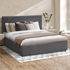 Kenzo Velvet Gas Lift Storage Bed Frame